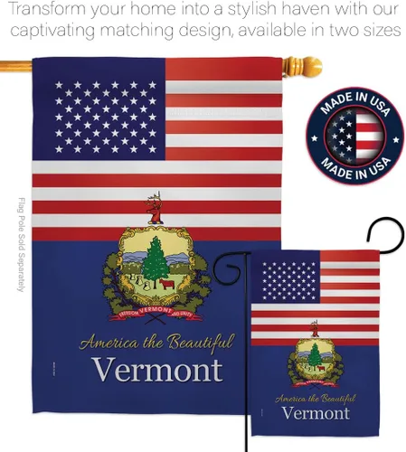 Vista 4 de Americana Home & Garden US Vermont House Bandera Pack Estados Regionales Estados Americanos Territorios República País Particular Área Bordado