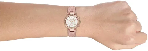 Vista 5 de Michael Kors , Parker - Reloj de acero inoxidable con detalles de Glitz, Reloj de cuarzo., RosaRebel Fun.