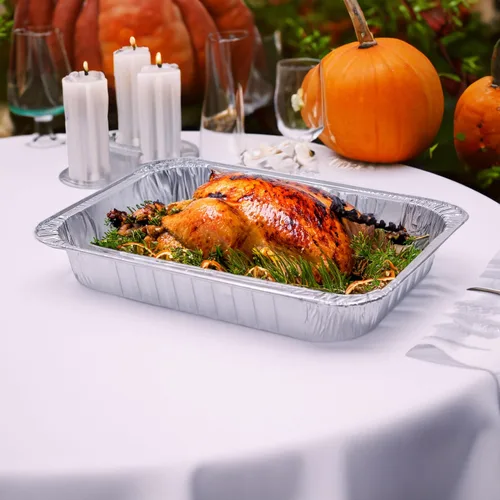 Vista 5 de Dynamic Sartén de aluminio resistente (paquete de 24) bandeja de 17.98 x 13.23 x 2.83 pulgadas, para asar, tamaño compacto, apto para horno