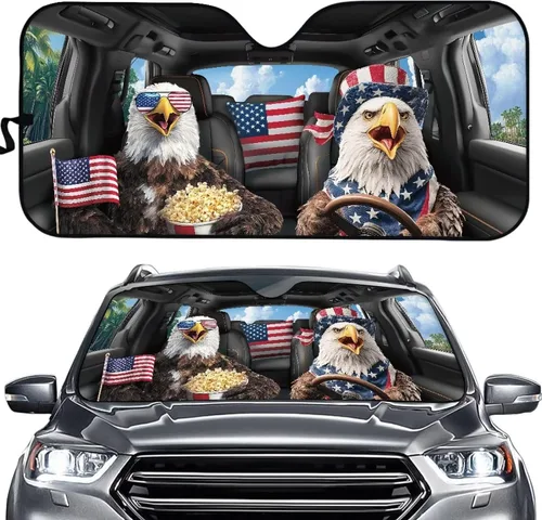 Vista 30 de SEANATIVE Parasol divertido para parabrisas de automóvil, protección contra rayos UV, protector de ventana delantera, diseño de ojos enojados