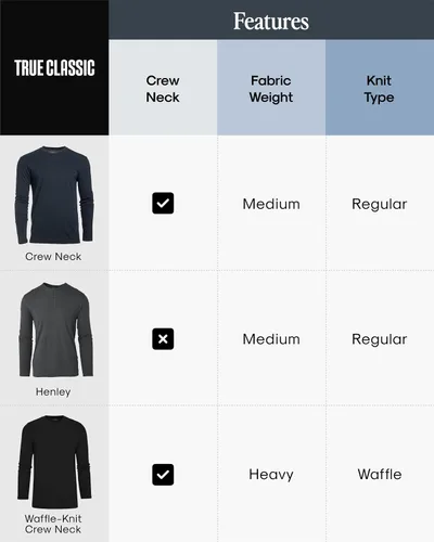 Vista 3 de True Classic Camisas de manga larga para hombre - Henley, camiseta de manga larga con cuello gofre y cuello redondo - Camisas térmicas regulares