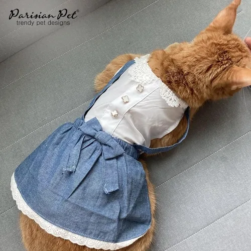 Vista 4 de Parisian Pet Chambray - Vestido para perro - Ligero sin mangas para perro, niña, talla XS Chambray en general