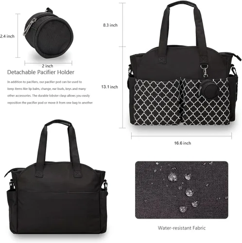 Vista 4 de Bolsa de pañales grande para bebé cambiador para mamá con cambiador