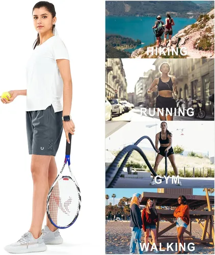 Vista 48 de NORTHYARD Pantalones cortos deportivos de senderismo para mujer, de secado rápido, ligeros, para gimnasio, entrenamiento, con 3 bolsillos