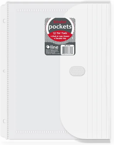 Vista 8 de C-Line sobres para archivador biodegradables Binder Pocket con placa de refuerzo de 1 pulgada., Transparente Paquete de 10 Claro