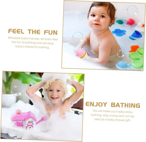Vista 5 de Juguetes de baño para niños pequeños, juguete de baño para hacer helados, juego de juguetes de pastel de burbujas, regalo para niños, bebés, niños