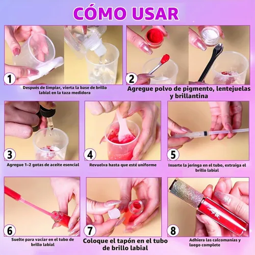 Vista 8 de Kit de Bricolaje de Brillo Labial Jcoos, Conjunto de Brillo Labial para Adolescentes, Niños, Preadolescentes, Niñas, Mujeres, Kit de Brillo Labial