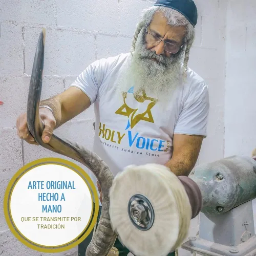 Vista 3 de Cuerno Shofar Kudu Kosher de Israel de 20"-24" – Instrumento Musical Judío Antiguo Kudu Shofar Tradicional Medio Pulido Holy Voice de Fácil Soplado
