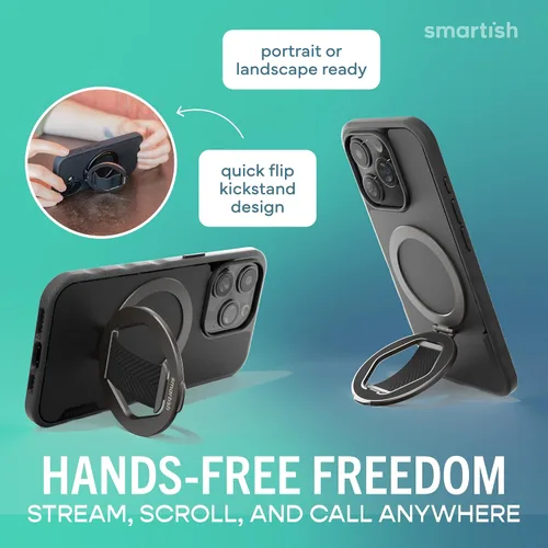 Vista 4 de Smartish® MagSafe Grip Kickstand - Quickstand - Agarre Magnético para Teléfono Celular con Anillo para Dedo, Relleno de Calcetín Navideño - Soporte