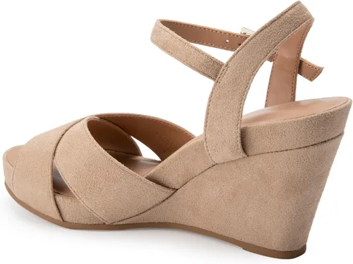 Vista 7 de Aerosoles Sandalia de cuña pastel para mujer, gris pardo imitación de gamuza