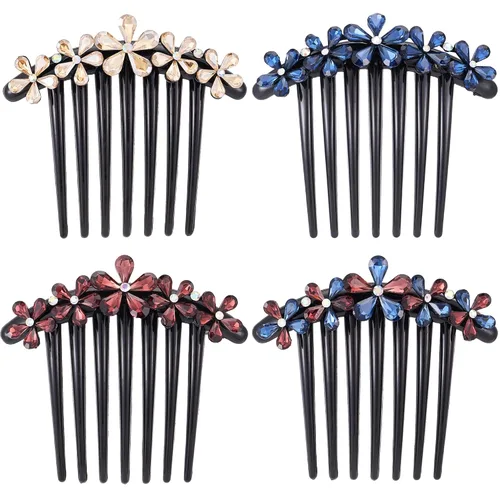Vista 19 de Peine lateral de perlas para mujer, peines de pelo con diamantes de imitación, 7 dientes, accesorios de cristal vintage, accesorios para tocados