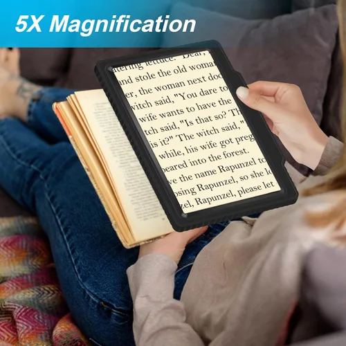 Vista 2 de 5X Lupa de página grande para lectura, lupa de visualización de página completa de mano, lupa ligera para lectura para personas mayores y personas