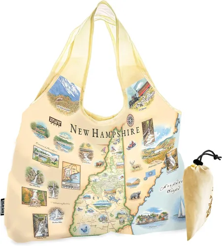 Vista 32 de Xplorer Maps Bolsa con asas – Bolsa de compras reutilizable para comestibles, plegable y lavable de nailon, resistente y compacta