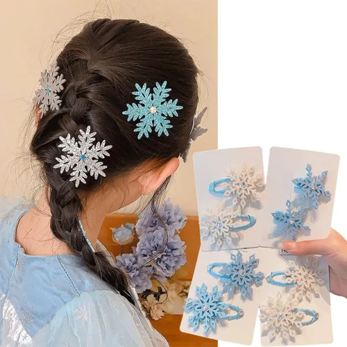 Vista 9 de Pinza para el pelo de copo de nieve, accesorios para el cabello de Navidad para mujer, lazo de Navidad, 4 piezas creativas y elegantes con diamantes