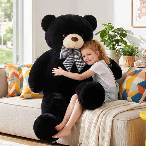 Vista 4 de IKASA Oso de Peluche Gigante Animal de Peluche Juguete de Felpa, 47 pulgadas Grande Lindo Jumbo Juguetes Suaves, Enorme Gran Esponjoso Gordo Negro