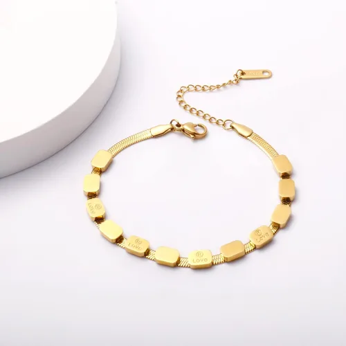Vista 7 de Pulsera delicada de oro para mujer, chapada en oro de 18 quilates, pulsera de cadena de serpiente en espiga para mujer, Acero inoxidable chapado