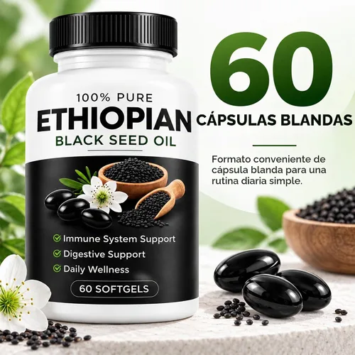 Vista 8 de Cápsulas de aceite de semilla negra etíope - 4.64% timoquinona, 60