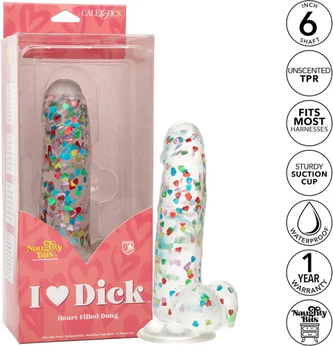 Vista 3 de CalExotics Naughty Bits I Love Dick - Pene lleno de corazón, multicolor