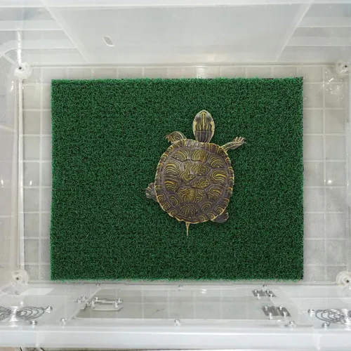 Vista 7 de GANAZONO Alfombra de césped artificial de simulación de pecera para tortuga, plataforma para tomar el sol, tanque de reptiles, maceta, decoración
