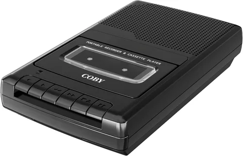 Vista 11 de Coby Reproductor de cassette portátil y grabadora con auriculares sobre la oreja, micrófono integrado, grabación de un solo toque, parada