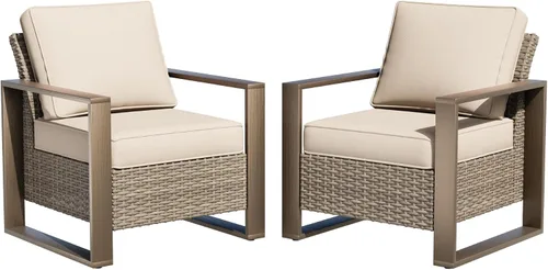 Vista 28 de Sofá de Mimbre Metálico para Patio de 75", Sofá Sillón de Ratán para Exteriores de 3 Asientos para Todo Tipo de Clima con Cojines Premium
