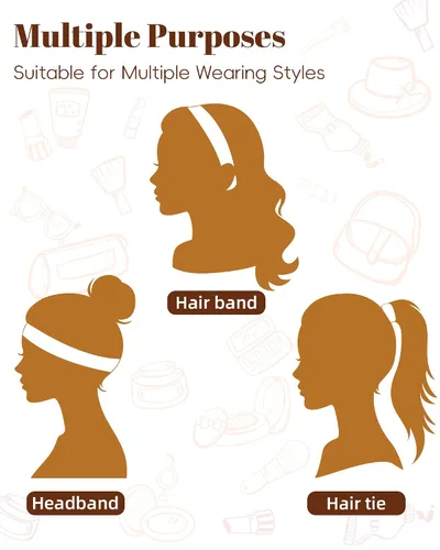 Vista 9 de jollybows 8 diademas elásticas para mujer, bandas elásticas para el cabello Color oscuro