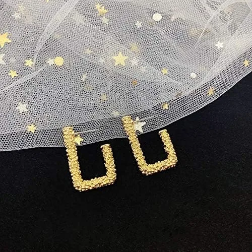 Vista 7 de Retro Geometric Shape Plated Matt 14K Gold Plated C-shaped S925 Silver Needle Natural Pearl Zircon Crescent Earrings