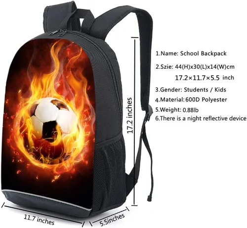 Vista 2 de Mochila adolescente, Universe Space TrendyMax Galaxy Pattern Mochila linda para la escuela, Fútbol ardiente 1, Computadora portátil