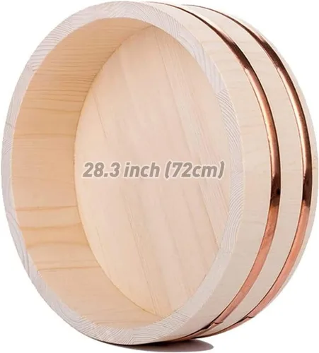 Vista 8 de Tina grande de madera japonesa Hangiri Sushi Arroz Mezclador para Sushi Restaurante Sushi 23 pulgadas/23.6 in Diámetro