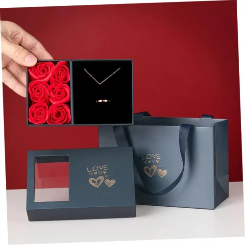 Vista 8 de 1 Unidades Caja de jabón flor colgante de flor de acrílico joyería de flor roja broche de rosa inmortal esponja portátil bolsa de joyería especial