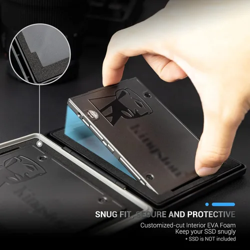 Vista 2 de Funda de disco duro de 2 ranuras para SSD de 2.5 pulgadas, caja de protección de almacenamiento de disco duro de estado sólido, resistente al agua