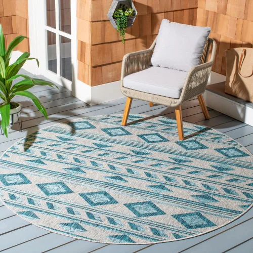 Vista 14 de SAFAVIEH Courtyard Collection CY8529 - Alfombra de pasillo de 2 pies 3 pulgadas x 6 pies 7 pulgadas, color azul marino y aguamarina CY8529