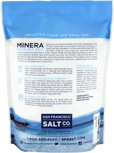 Vista 9 de Minera Sal del Mar Muerto de grano fino para baño y remojo, 2 libras, de disolución rápida, 100% pura y natural, sin perfume, nutritiva para la piel