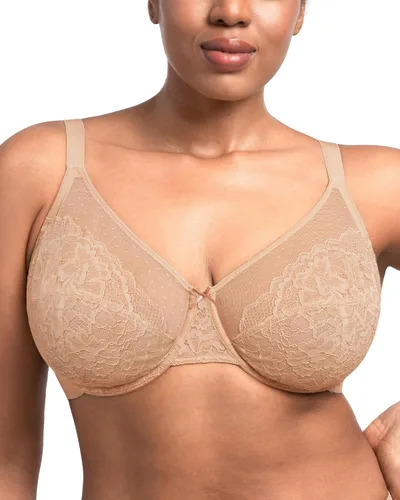 Vista 4 de HSIA Sujetadores minimizadores para mujer Enchante Lace Underwire Bra para Beige almendra