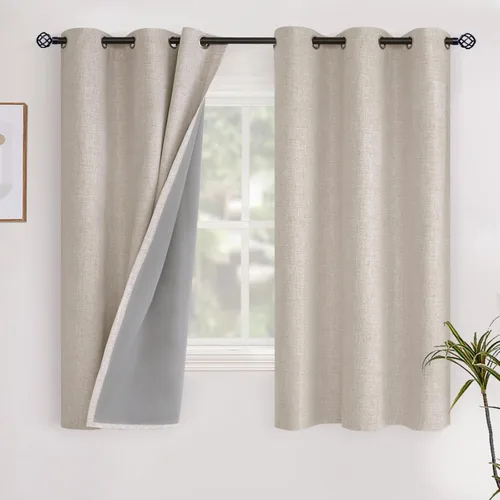 Vista 136 de YoungsTex - Cortinas opacas de lino para dormitorio, oscurecimiento de la habitación, cortinas con textura de lino, paneles con aislamiento térmico