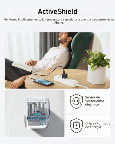Vista 5 de Anker Bloque de cargador USB C, 20 W PIQ 3.0 de carga rápida compacta para iPhone 17/16/15 y más series, Galaxy, Pixel 4/3, iPad (cable no incluido)