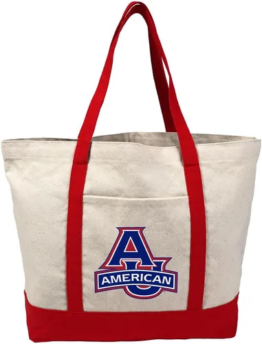 Vista 134 de Campus Lab Bolsa de lona con logotipo primario colegiado con bolsillo externo, bolsa de hombro reutilizable para ir de compras, playa Águilas A&m