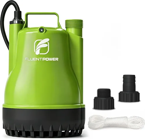 Vista 7 de FLUENTPOWER Bomba de Barril de Lluvia de 1/2HP, Bomba de Agua Sumergible de 1050GPH con Interruptor de Flotador y Cable de 26 pies, Drenaje de Agua