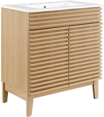Vista 35 de Modway Render 23.5" tocador de baño en nogal (lavabo no incluido)