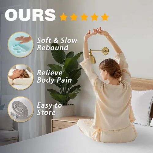 Vista 5 de SAPHREAS Cubrecolchón de espuma viscoelástica de 3 pulgadas tamaño individual con funda de colchón suave y ventilada, cubrecolchón de cama para caja