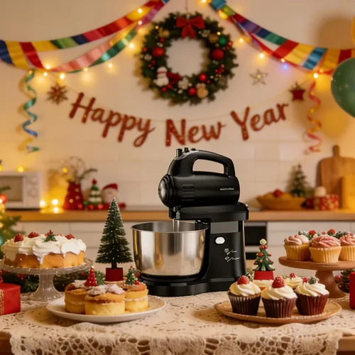 Vista 7 de Batidora de Pie Batidora de Mano Eléctrica de Cocina - Tazón Giratorio Automático de 3.2 QT y Batidor, Batidora de Pie Pequeña, Batidora Doméstica