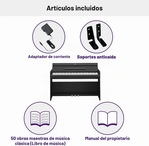 Vista 5 de [Usado] Yamaha Arius Series - Piano vertical digital delgado, gran sonido, teclado compacto con peso, negro (YDPS35B)