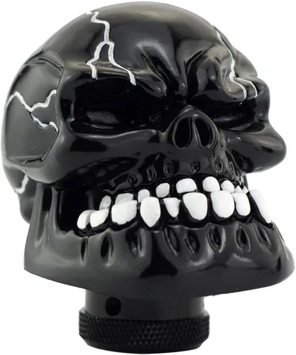 Vista 3 de Pomo para palanca de cambios automática con forma de calavera, color negro