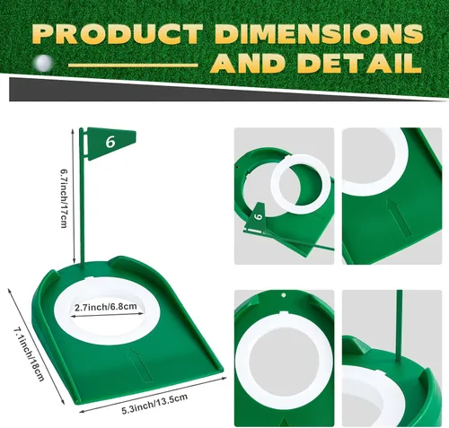 Vista 2 de Sotiff 9 Pack Golf Putting Cup and Flag Plastic Golf Hole Training Aids Training Putters for Indoor Outdoor Men Women Office Backyard Garage