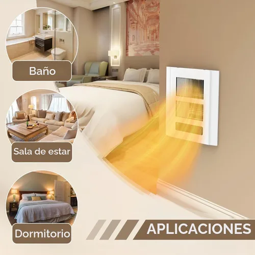 Vista 7 de Calentador de pared eléctrico de 240 V con 3 modos, 1500/750 W Marfil