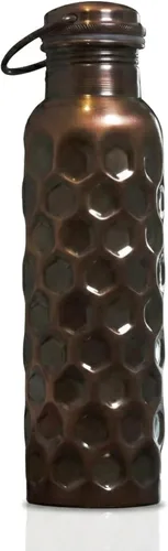 Vista 8 de Craft Trade - Botella de agua de cobre negro para beber y viajar, paquete Negro envejecido