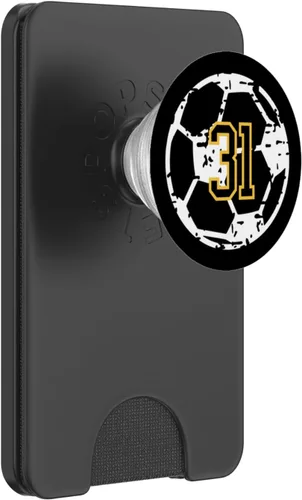 Vista 8 de Número #31 Jugador de fútbol amarillo negro número 31 PopSockets intercambiables PopGrip