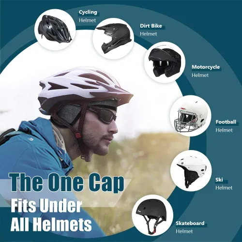 Vista 7 de Hikenture Guantes de ciclismo de invierno M y gorro de calavera gris para hombre y mujer