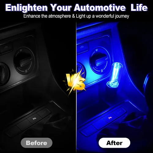 Vista 2 de SINGARO 2PCS Luces LED USB de noche para automóvil, lámpara retro para decoración de atmósfera automotriz, luces de ajuste táctil