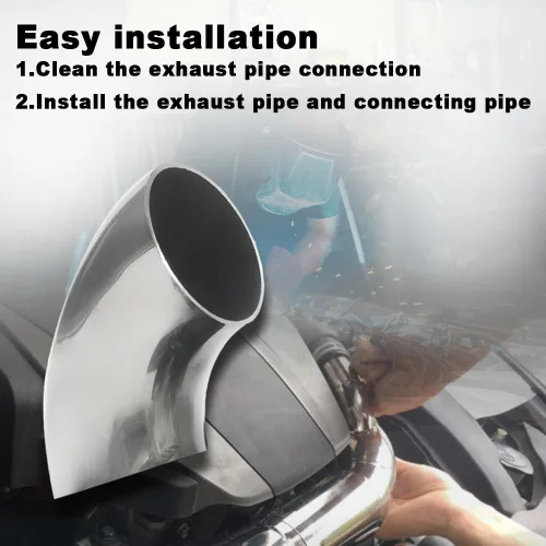 Vista 6 de Tubo de codo de escape OD de 2 pulgadas y 90 grados (codo doblado de mandril) SS304 de acero inoxidable apto para codo de escape modificado